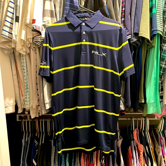 RLX polo navy with neon green stripes - Picture 1 of 4